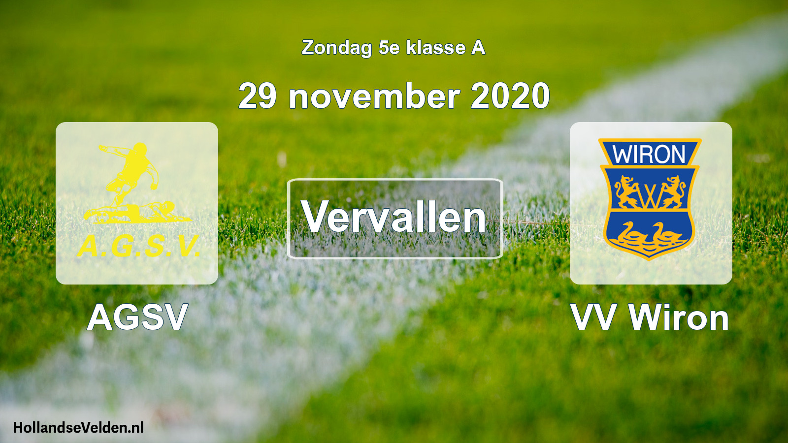 Scheduled Match: AGSV - VV Wiron (29 November 2020)