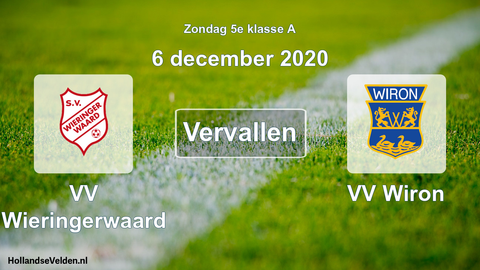 Scheduled Match: VV Wieringerwaard - VV Wiron (6 December 2020)