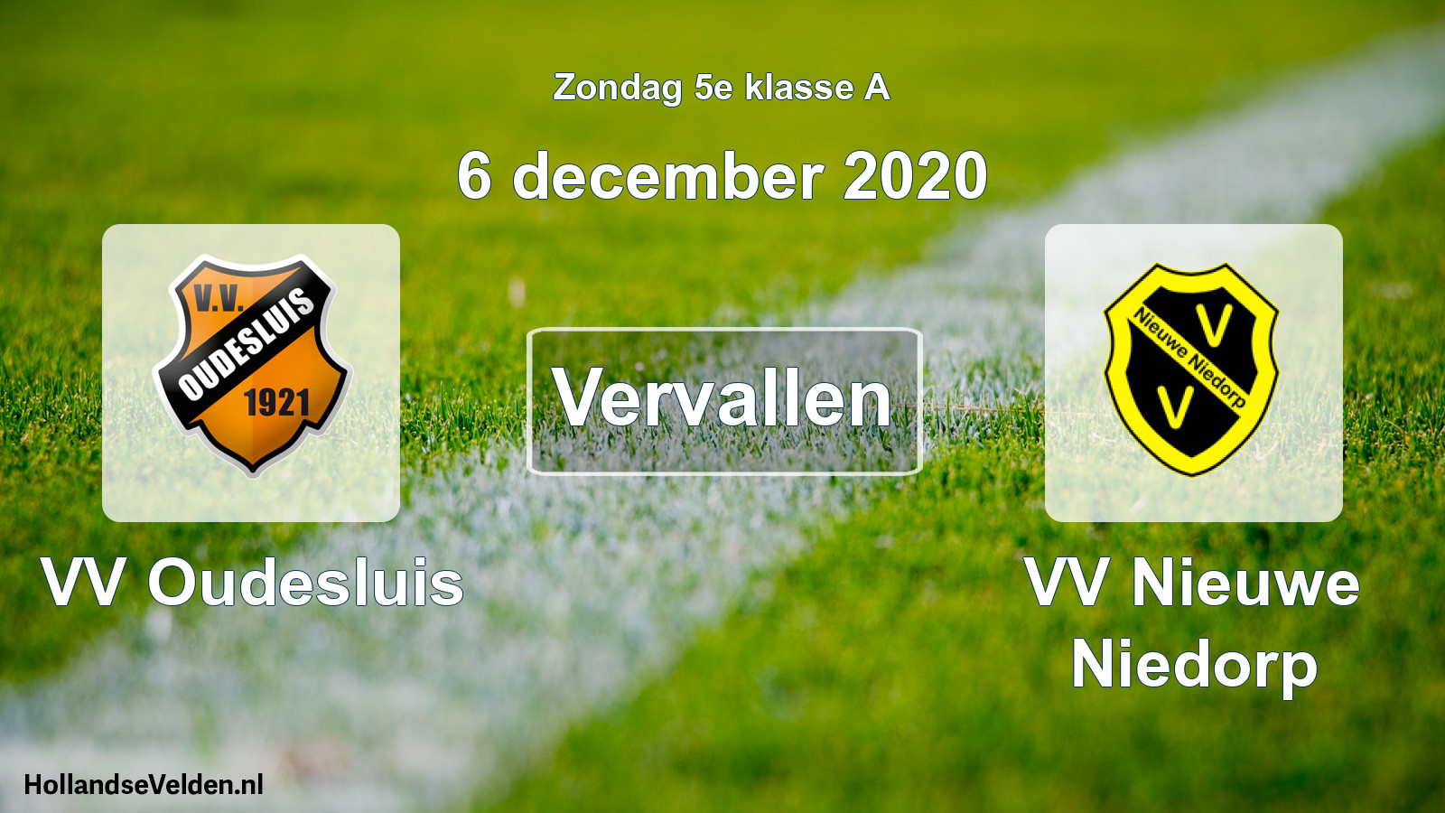 Scheduled Match: VV Oudesluis - VV Nieuwe Niedorp (6 December 2020)