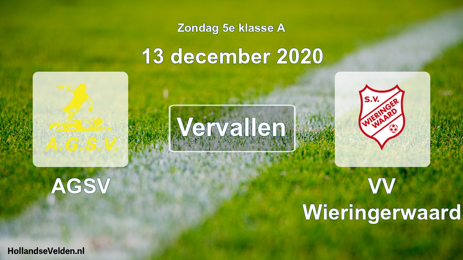Scheduled Match: AGSV - VV Wieringerwaard (13 December 2020)