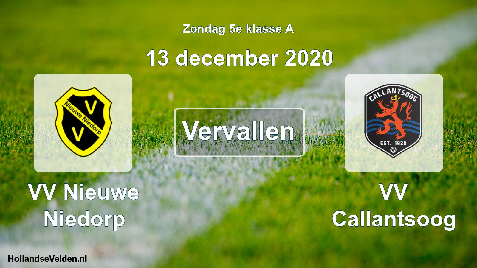 Scheduled Match: VV Nieuwe Niedorp - VV Callantsoog (13 December 2020)