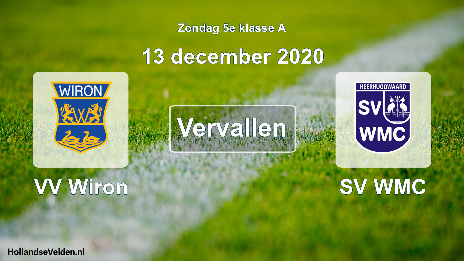 Scheduled Match: VV Wiron - SV WMC (13 December 2020)