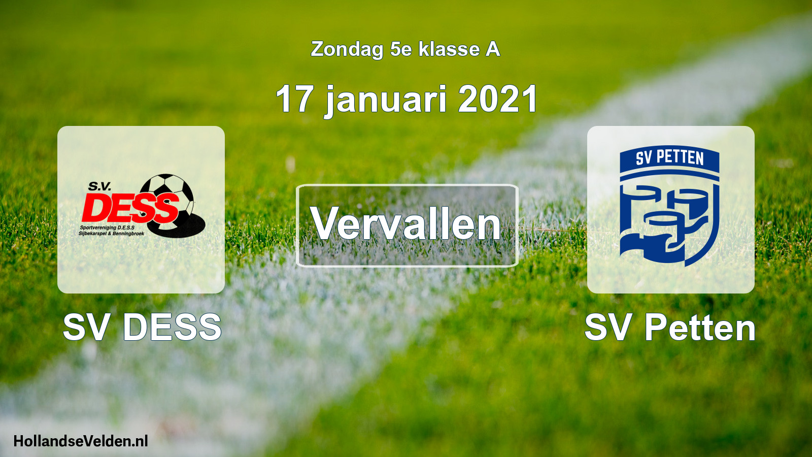 Scheduled Match: SV DESS - SV Petten (17 January 2021)