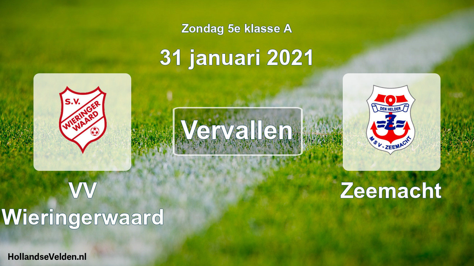 Scheduled Match: VV Wieringerwaard - Zeemacht (31 January 2021)