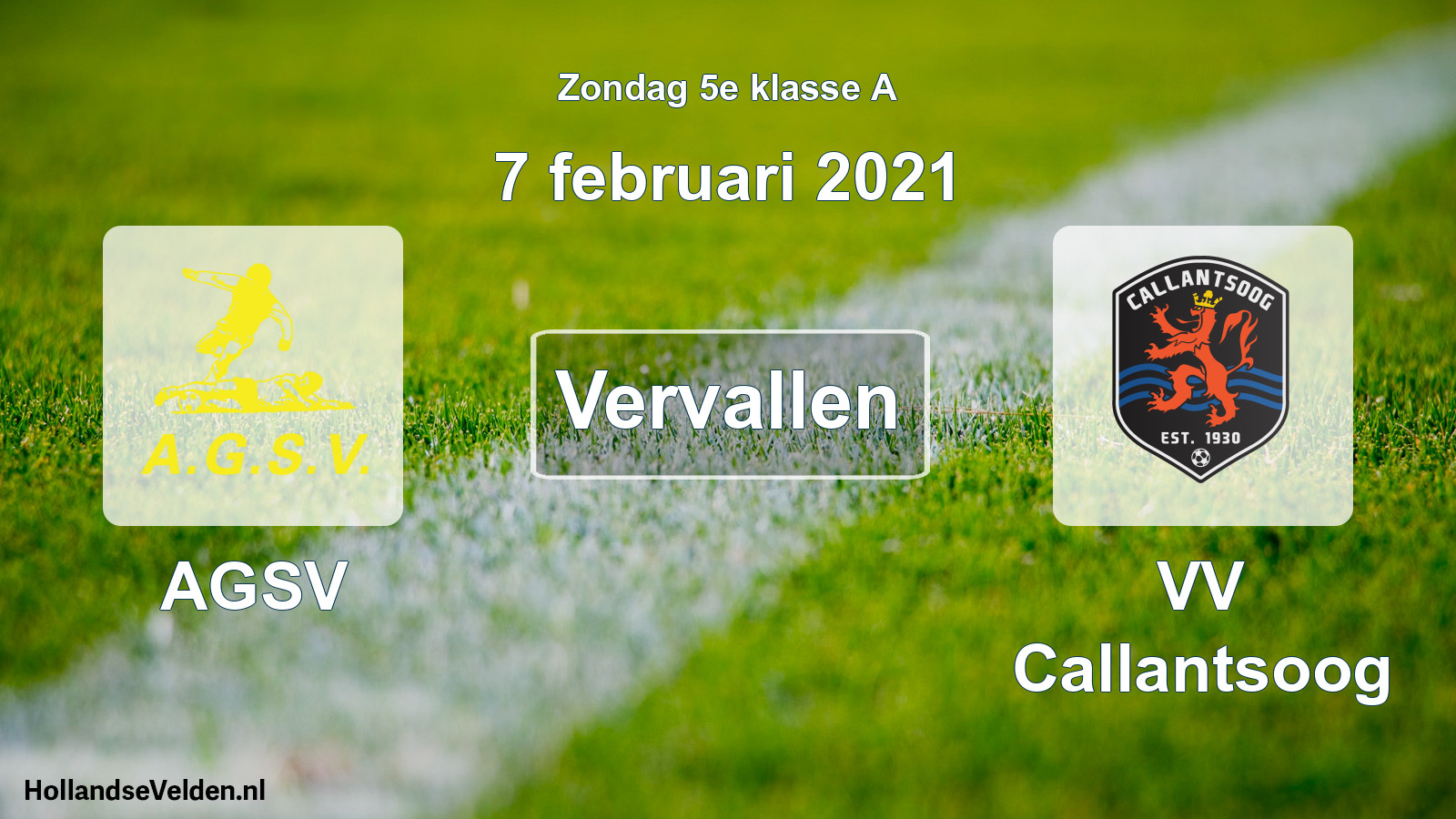Scheduled Match: AGSV - VV Callantsoog (7 February 2021)