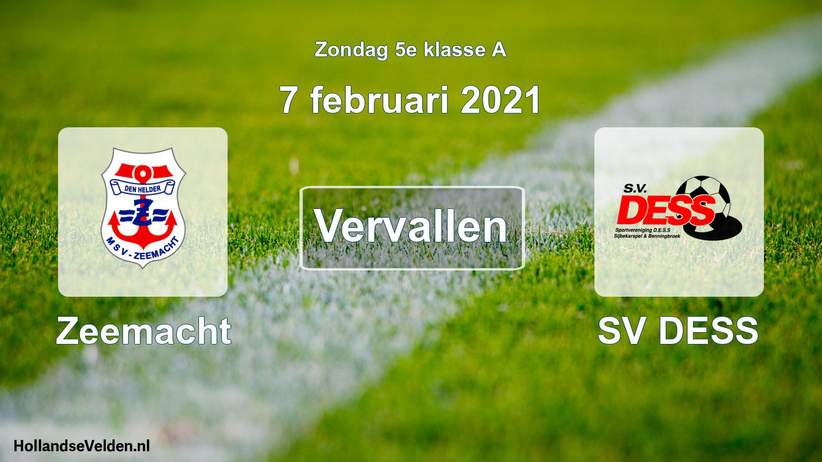 Scheduled Match: Zeemacht - SV DESS (7 February 2021)