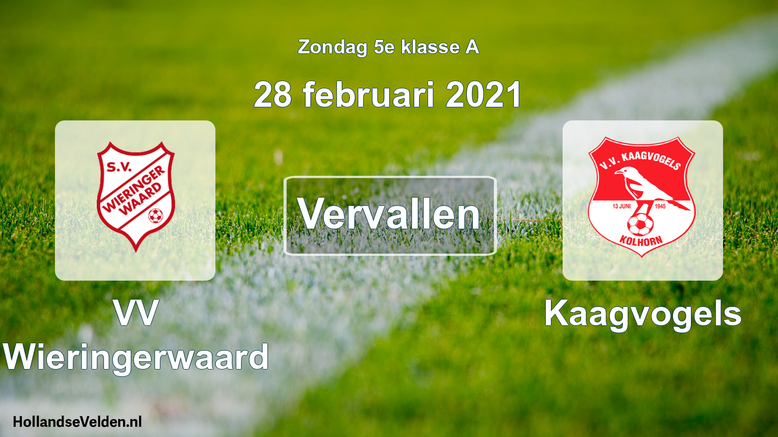 Scheduled Match: VV Wieringerwaard - Kaagvogels (28 February 2021)