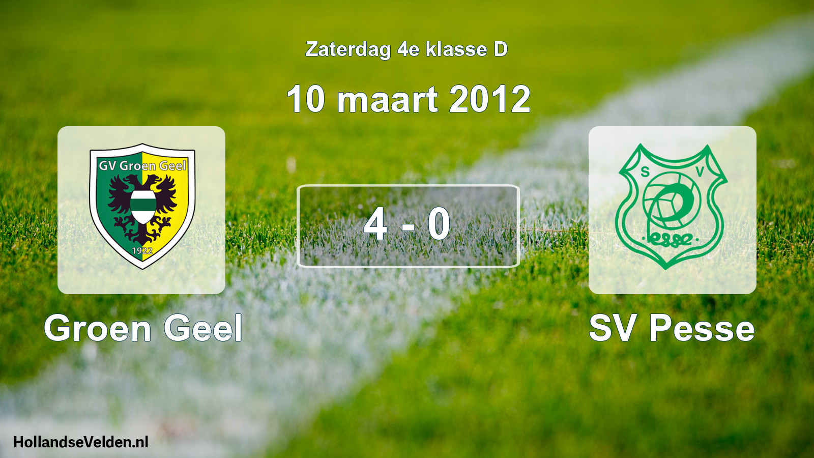 Total number of matches played: Groen Geel - SV Pesse 4 - 0 (10 March 2012)