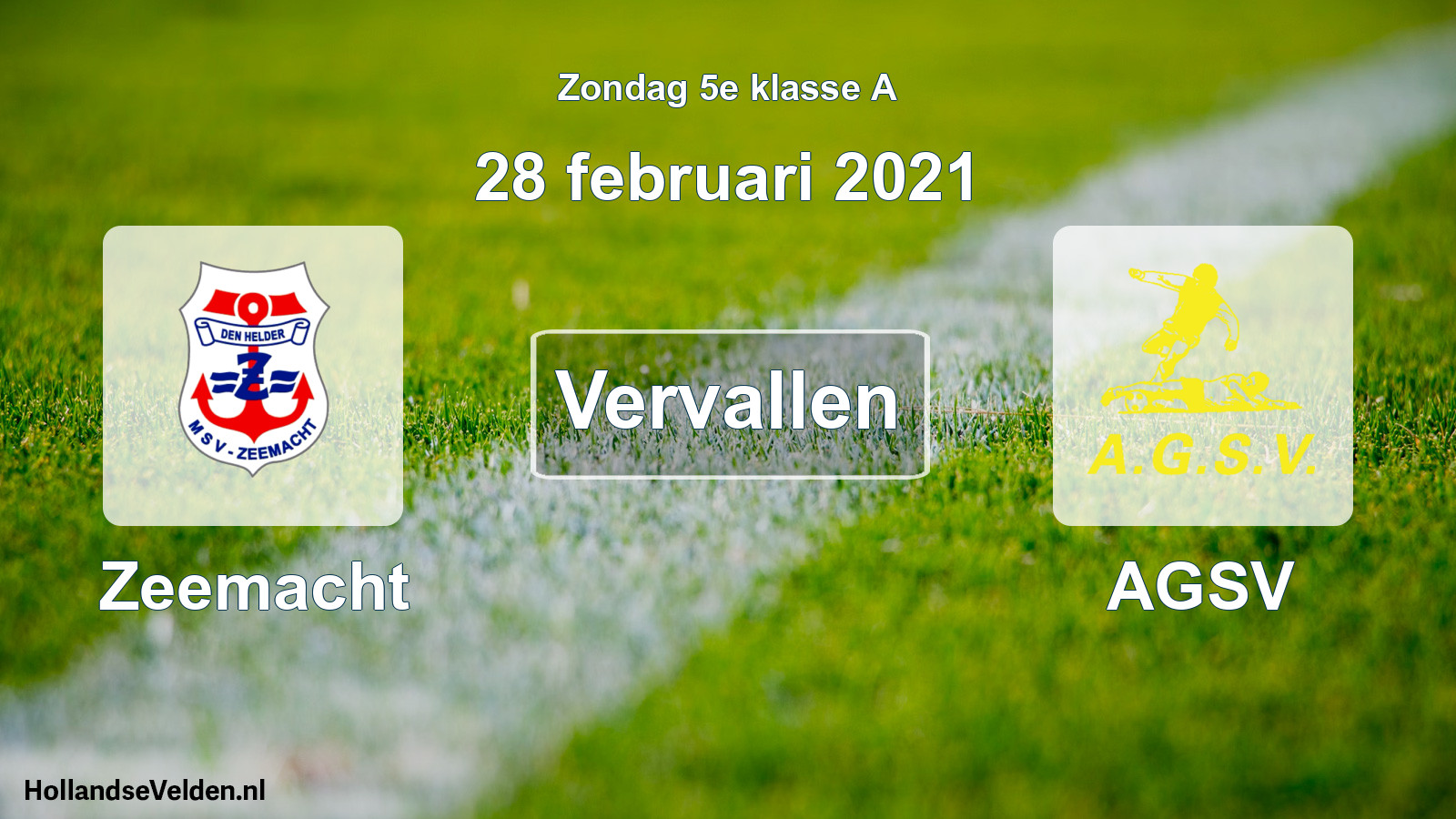 Scheduled Match: Zeemacht - AGSV (28 February 2021)
