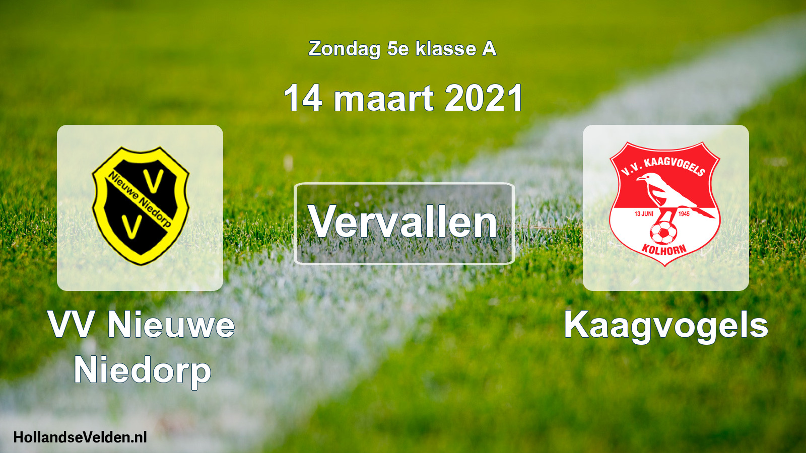 Scheduled Match: VV Nieuwe Niedorp - Kaagvogels (14 March 2021)