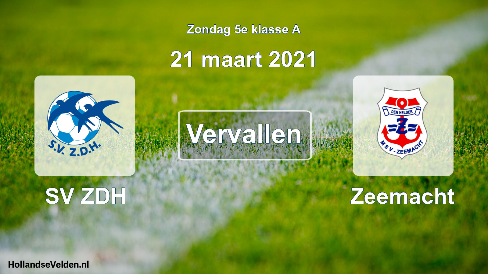 Scheduled Match: SV ZDH - Zeemacht (21 March 2021)