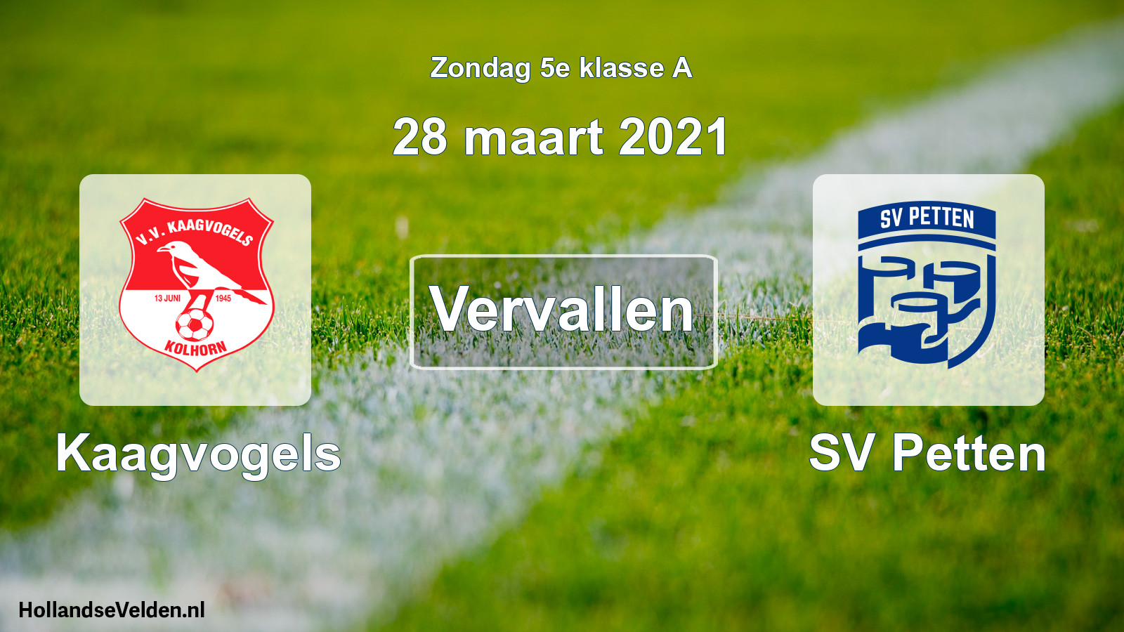 Scheduled Match: Kaagvogels - SV Petten (28 March 2021)