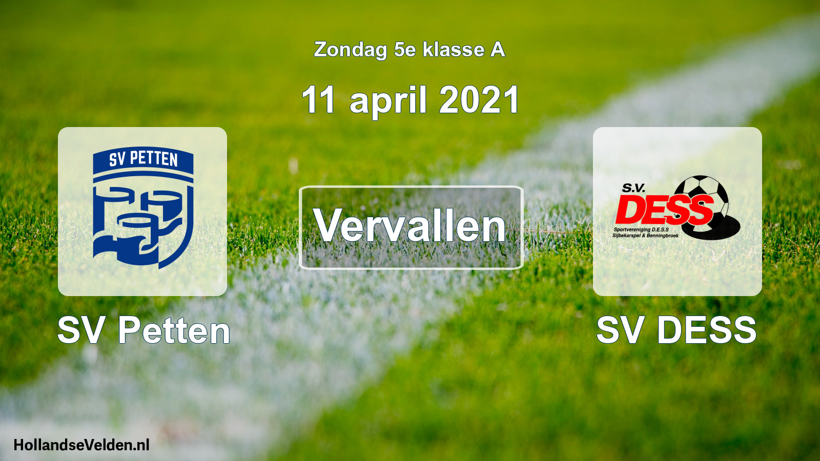 Scheduled Match: SV Petten - SV DESS (11 April 2021)