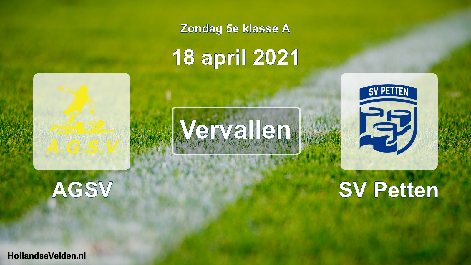 Scheduled Match: AGSV - SV Petten (18 April 2021)