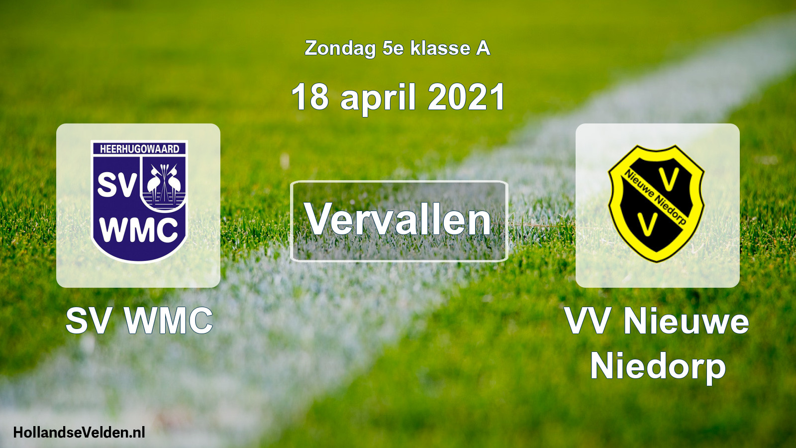 Scheduled Match: SV WMC - VV Nieuwe Niedorp (18 April 2021)
