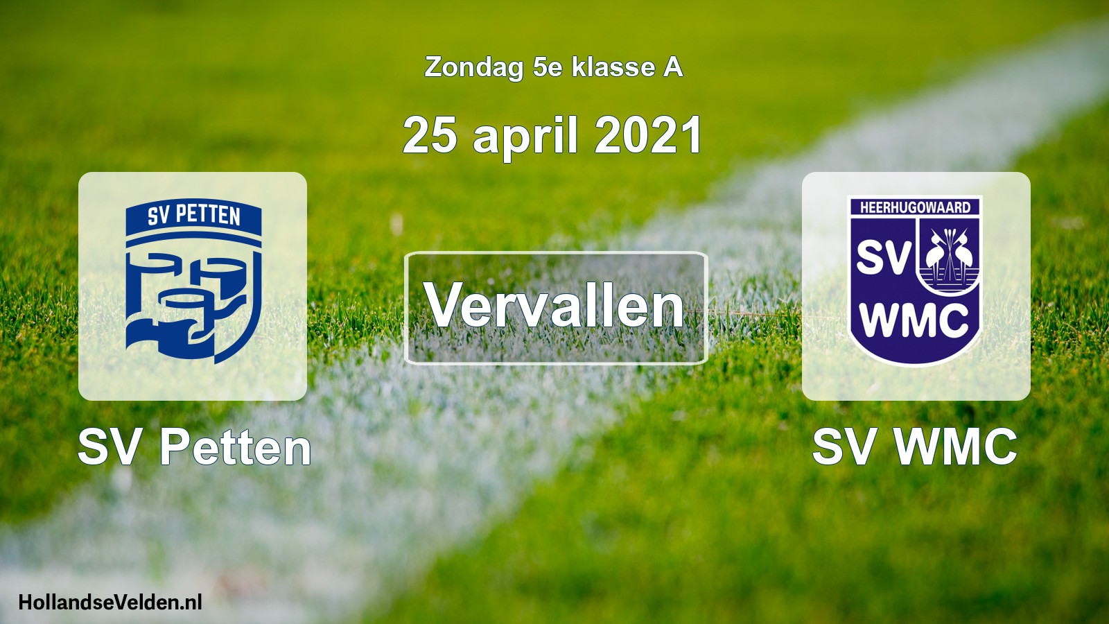 Scheduled Match: SV Petten - SV WMC (25 April 2021)