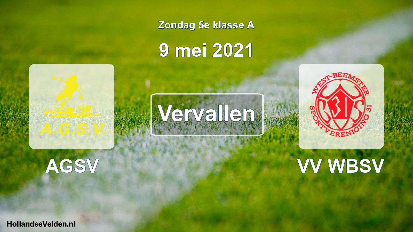 Scheduled Match: AGSV - VV WBSV (9 May 2021)