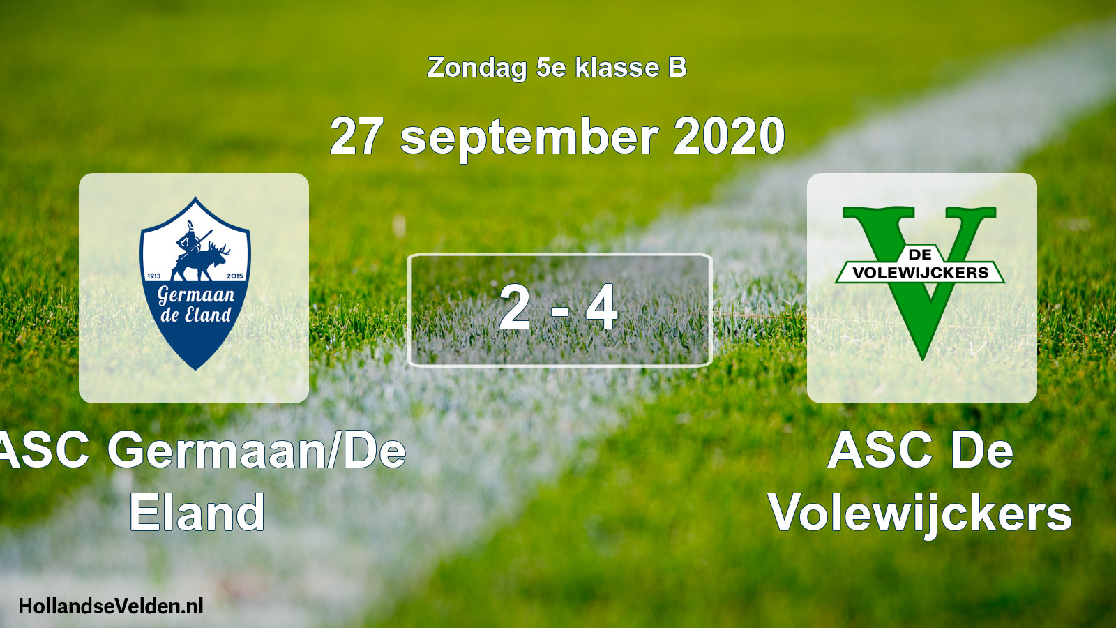 Total number of matches played: ASC Germaan/De Eland - ASC De Volewijckers 2 - 4 (27 September 2020)