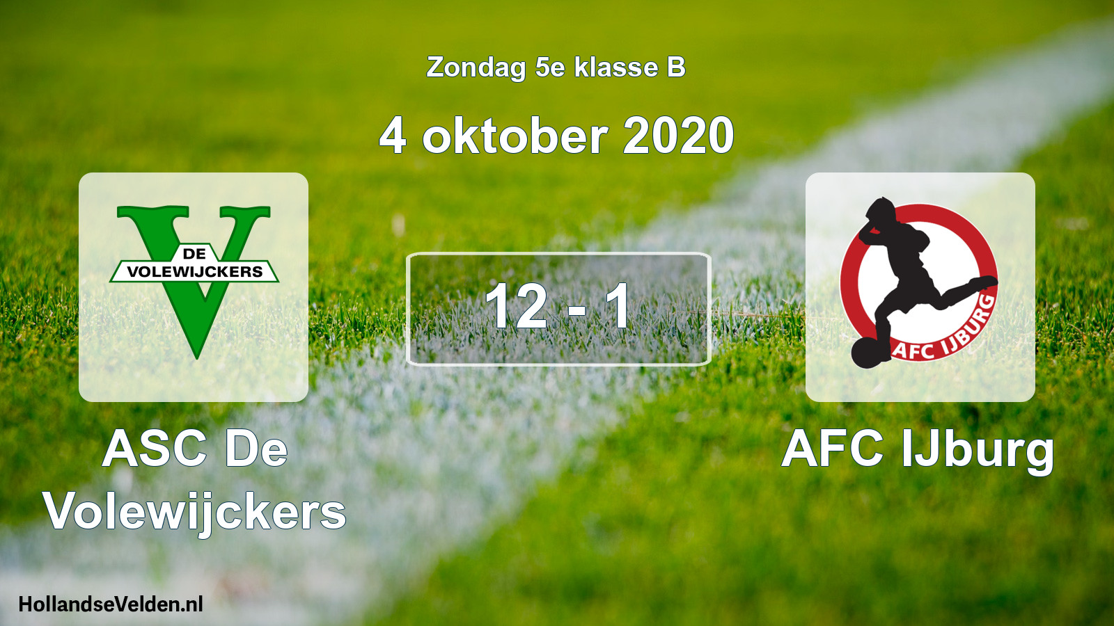 Total number of matches played: ASC De Volewijckers - AFC IJburg 12 - 1 (4 October 2020)