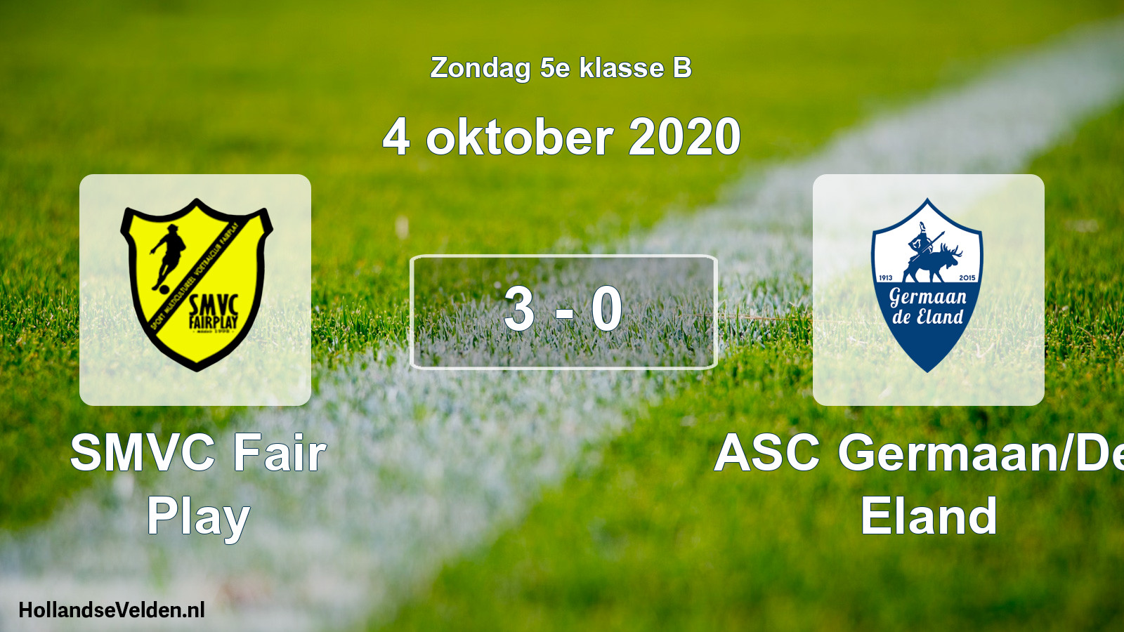 Total number of matches played: SMVC Fair Play - ASC Germaan/De Eland 3 - 0 (4 October 2020)