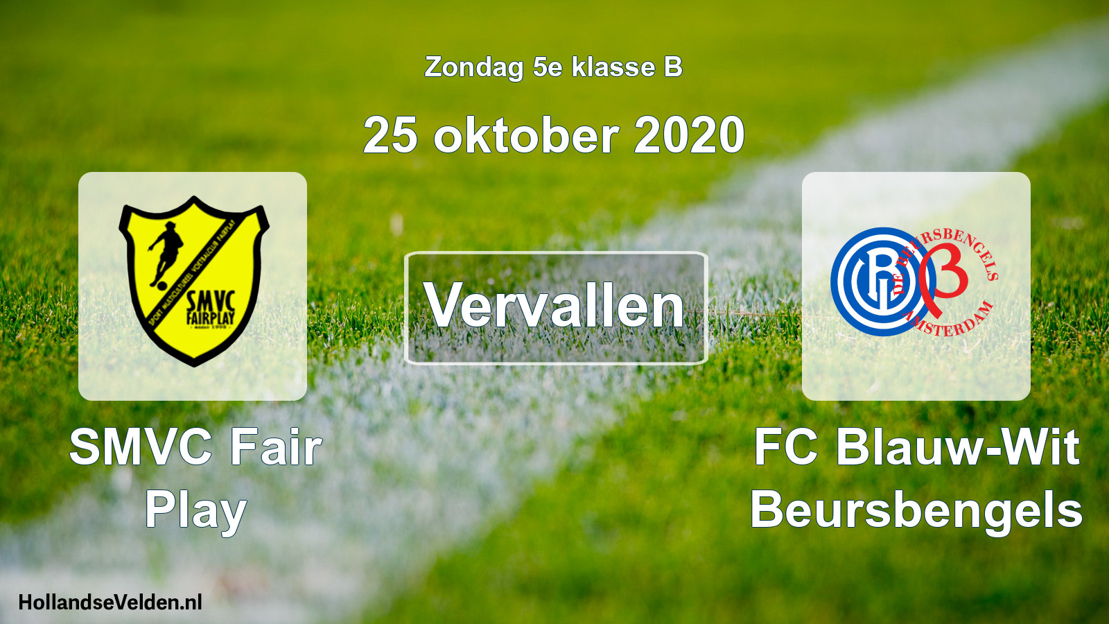 Scheduled Match: SMVC Fair Play - FC Blauw-Wit Beursbengels (25 October 2020)