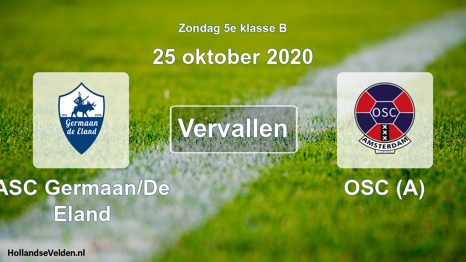 Scheduled Match: ASC Germaan/De Eland - OSC (A) (25 October 2020)