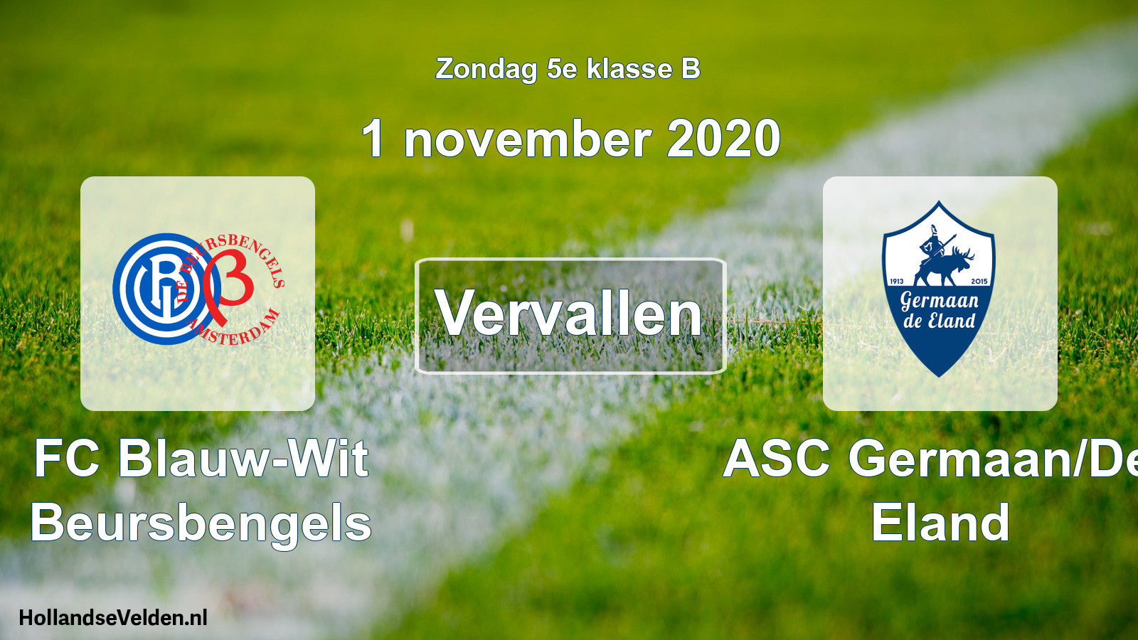 Scheduled Match: FC Blauw-Wit Beursbengels - ASC Germaan/De Eland (1 November 2020)