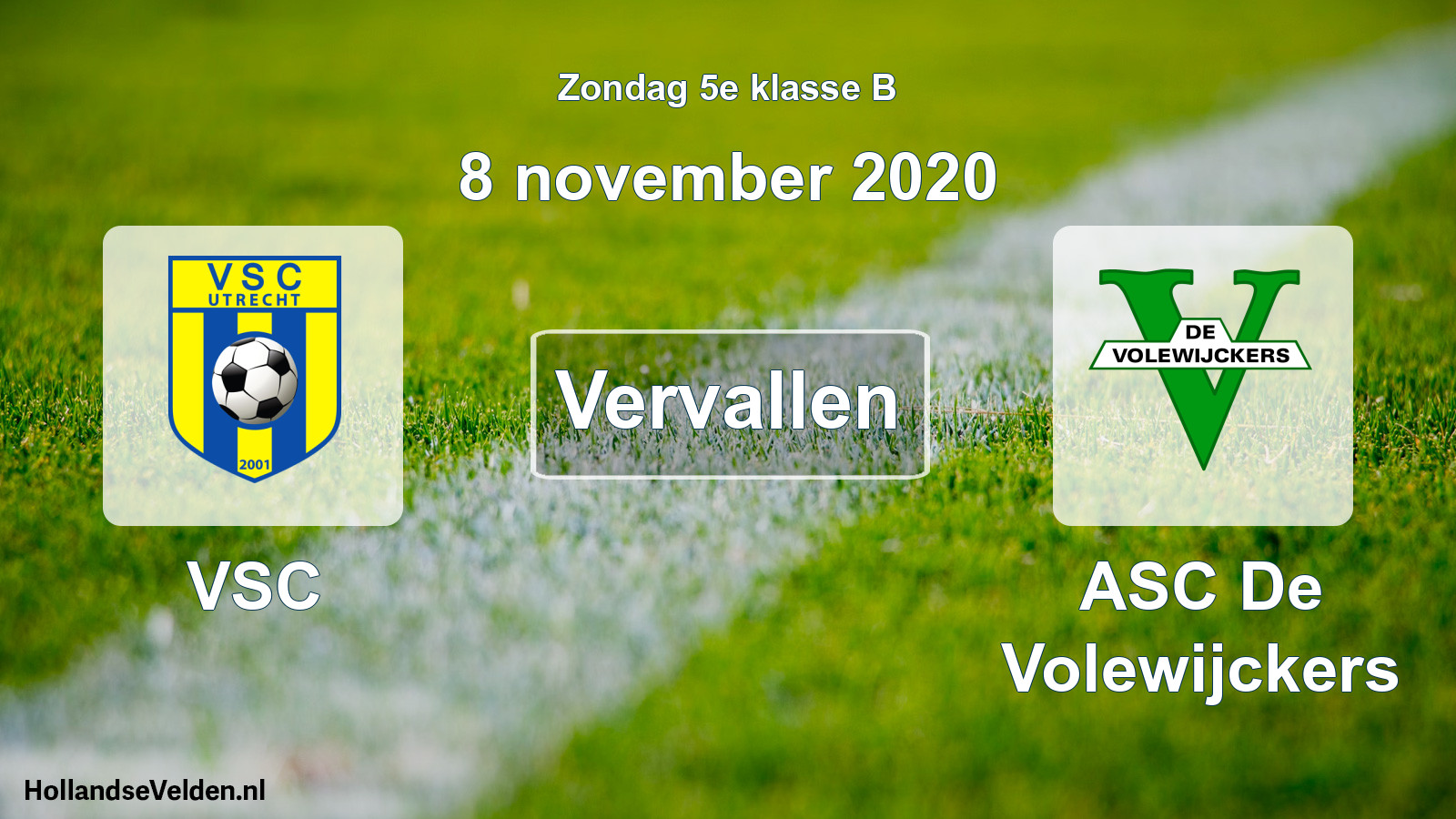 Scheduled Match: VSC - ASC De Volewijckers (8 November 2020)