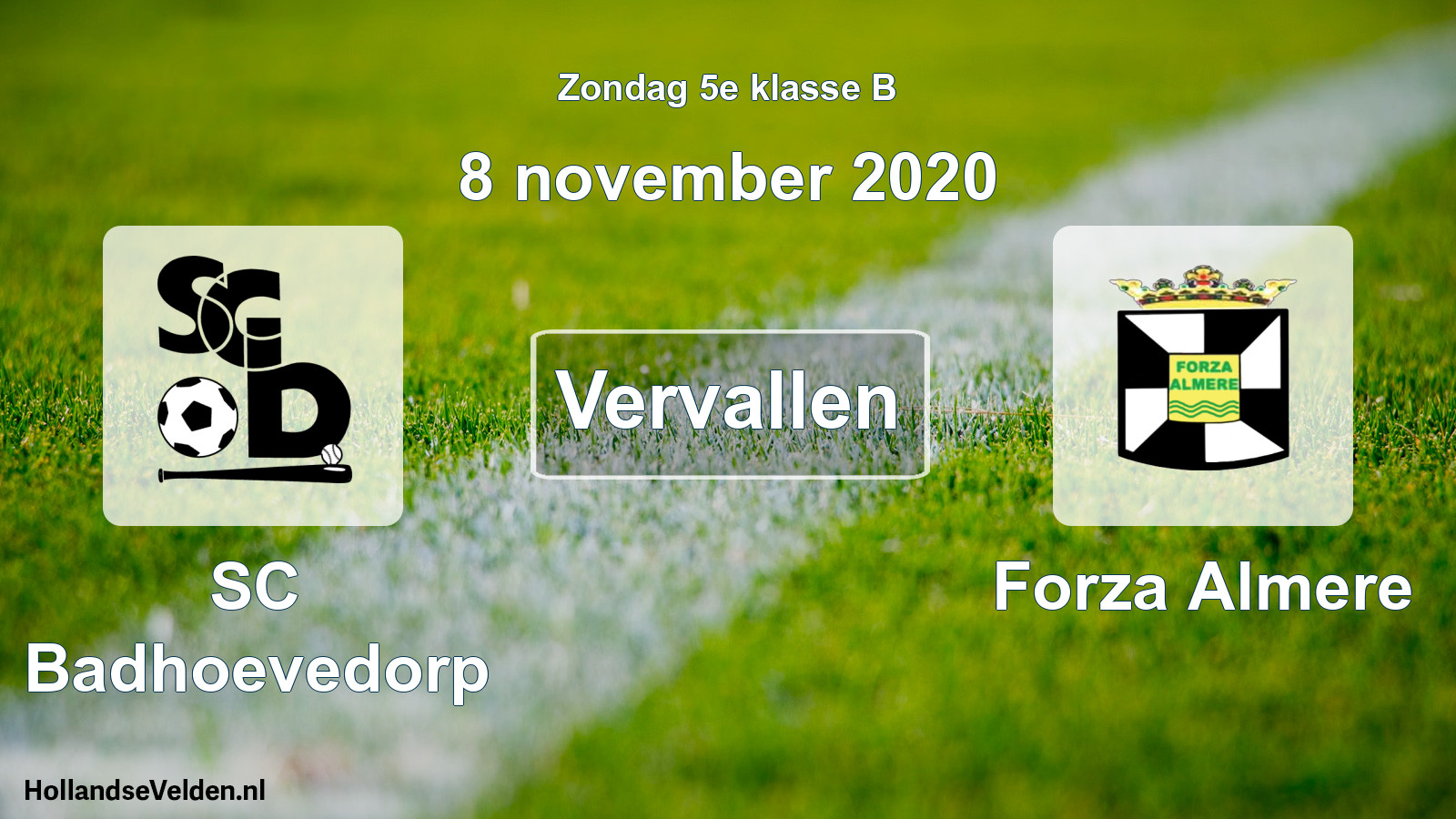 Scheduled Match: SC Badhoevedorp - Forza Almere (8 November 2020)