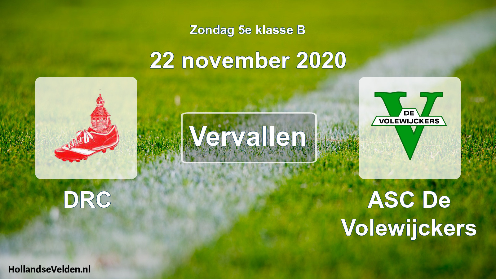 Scheduled Match: DRC - ASC De Volewijckers (22 November 2020)