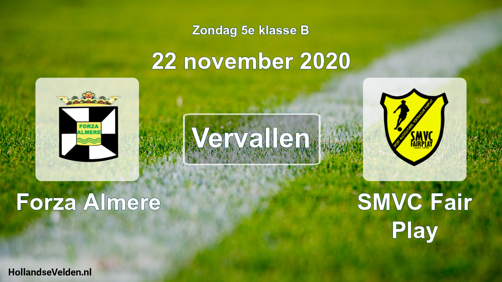Scheduled Match: Forza Almere - SMVC Fair Play (22 November 2020)
