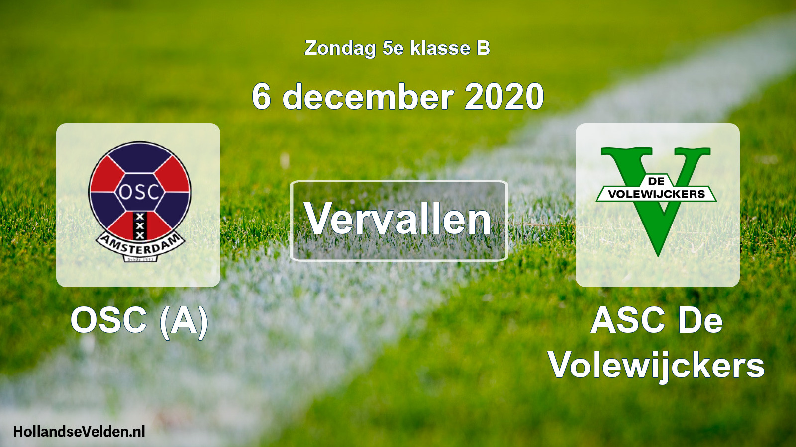 Scheduled Match: OSC (A) - ASC De Volewijckers (6 December 2020)