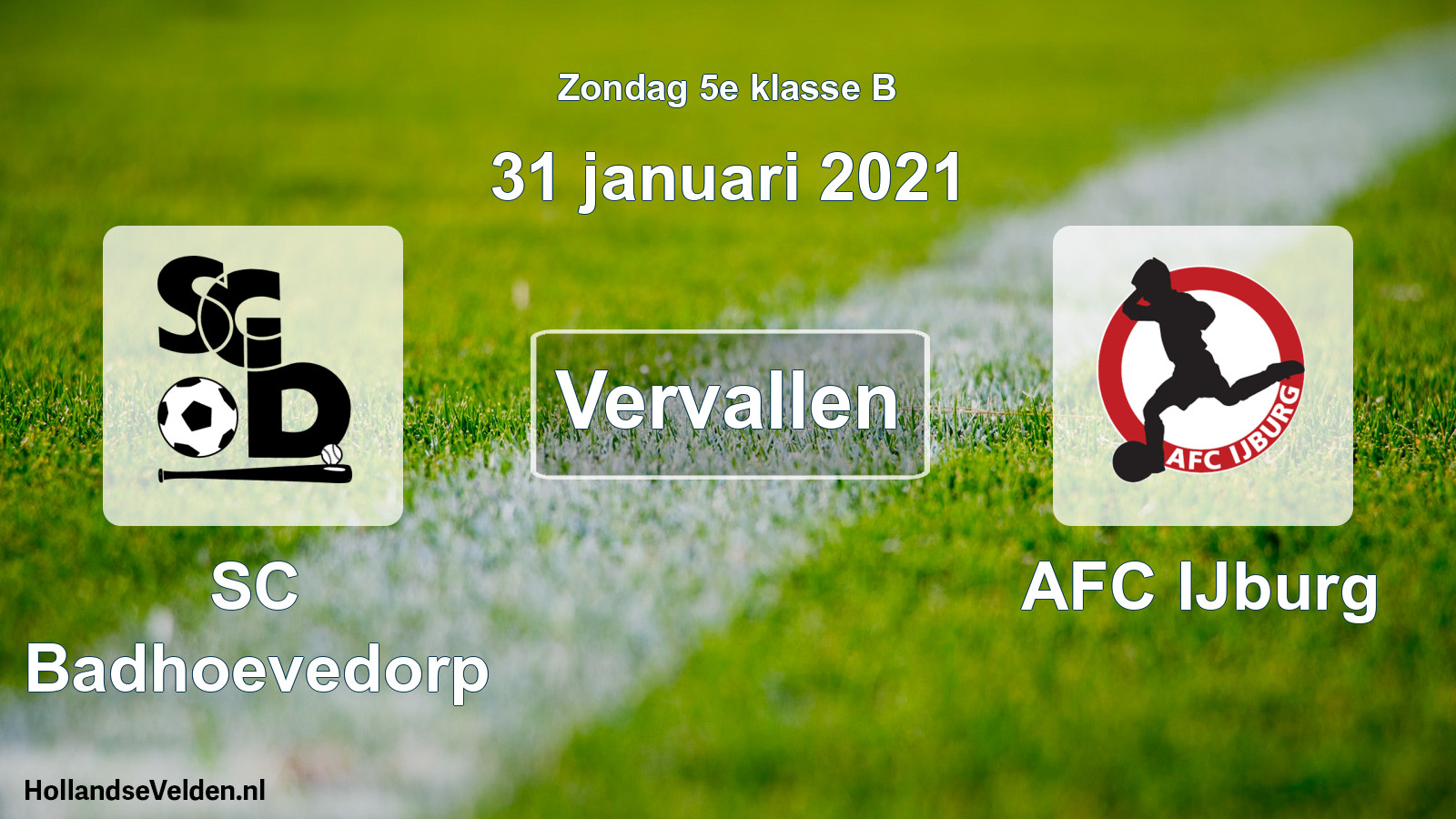 Scheduled Match: SC Badhoevedorp - AFC IJburg (31 January 2021)