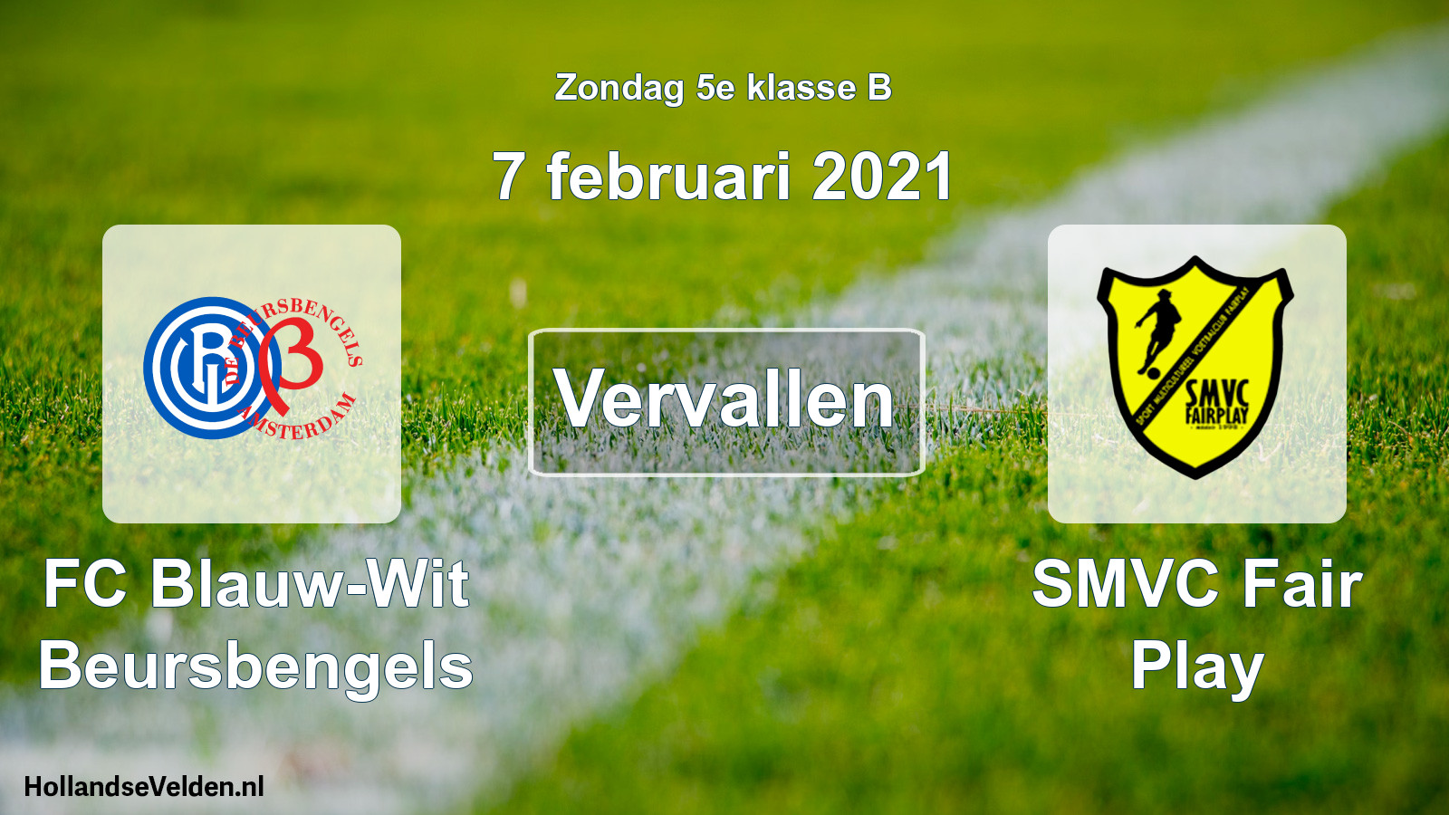 Scheduled Match: FC Blauw-Wit Beursbengels - SMVC Fair Play (7 February 2021)