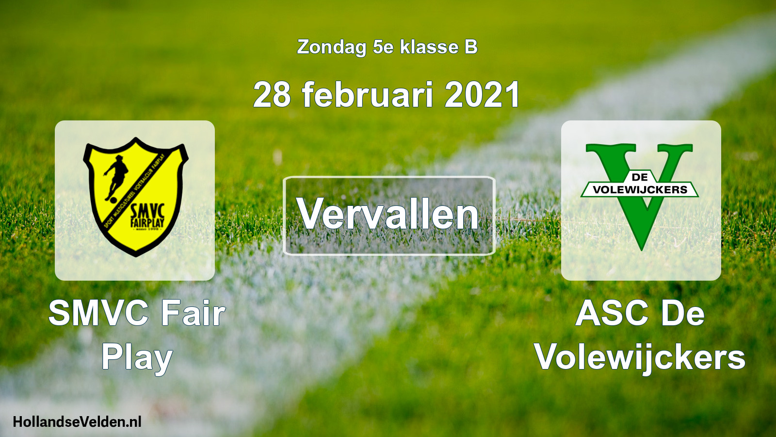 Scheduled Match: SMVC Fair Play - ASC De Volewijckers (28 February 2021)