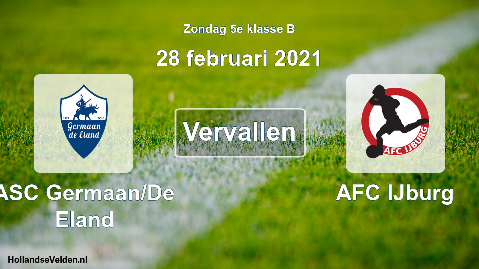 Scheduled Match: ASC Germaan/De Eland - AFC IJburg (28 February 2021)