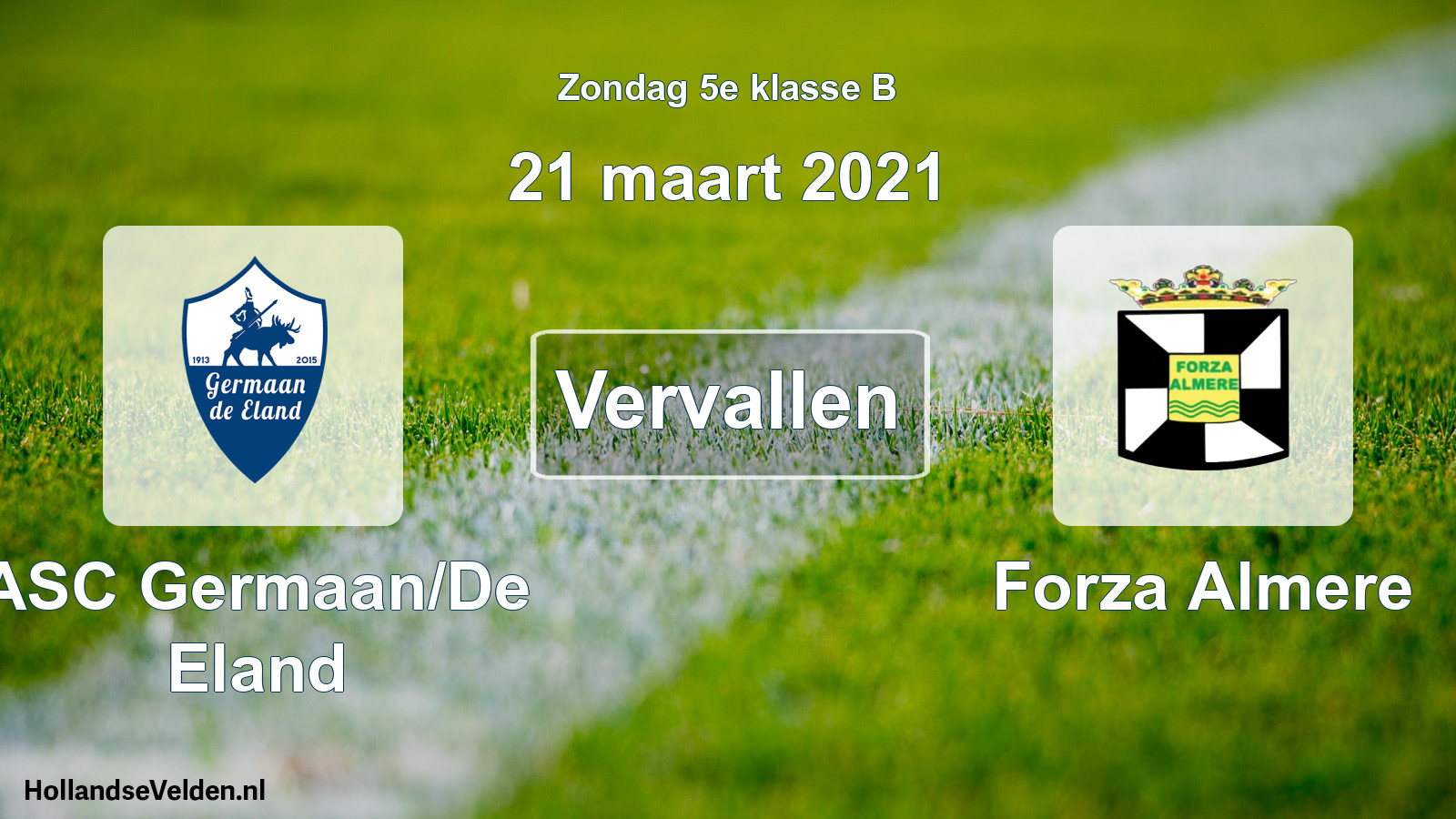 Scheduled Match: ASC Germaan/De Eland - Forza Almere (21 March 2021)