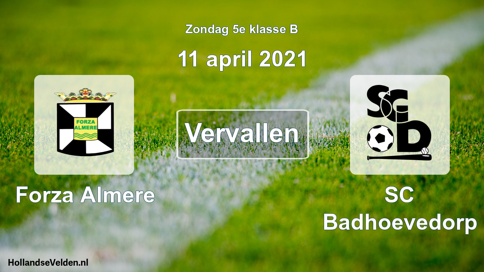 Scheduled Match: Forza Almere - SC Badhoevedorp (11 April 2021)