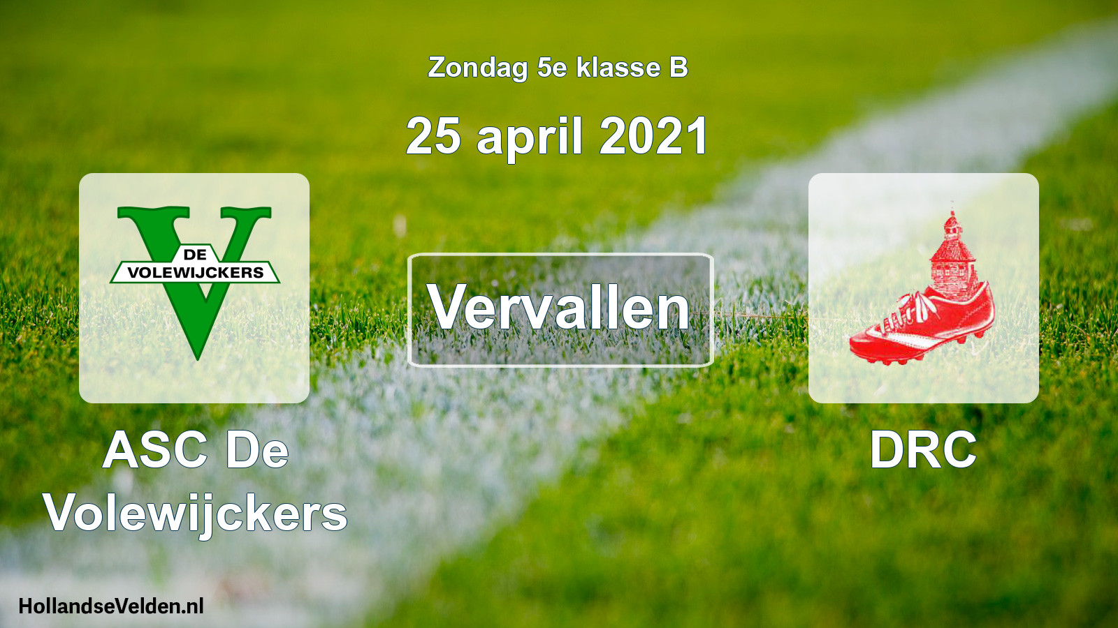 Scheduled Match: ASC De Volewijckers - DRC (25 April 2021)