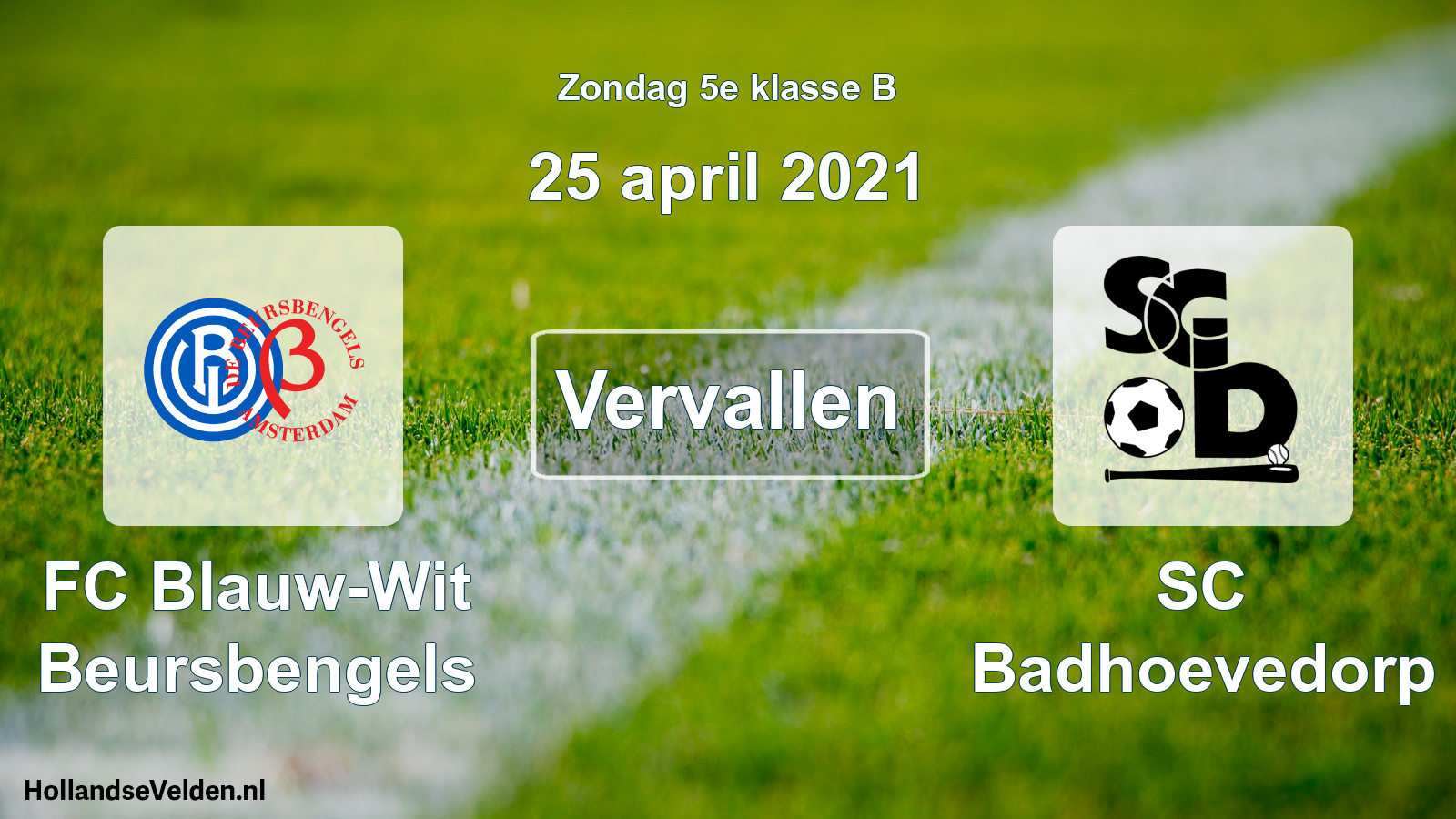 Scheduled Match: FC Blauw-Wit Beursbengels - SC Badhoevedorp (25 April 2021)