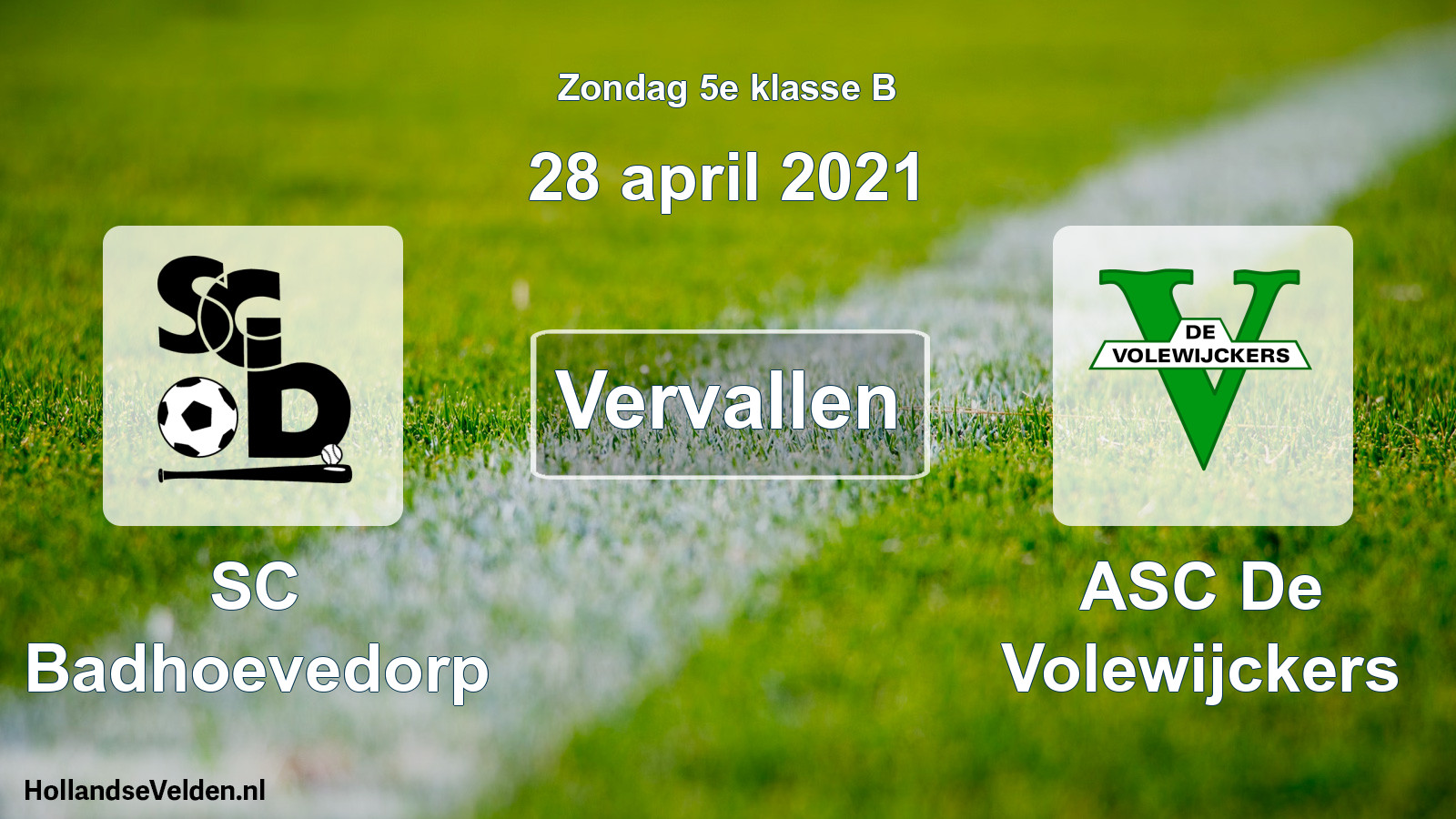 Scheduled Match: SC Badhoevedorp - ASC De Volewijckers (28 April 2021)