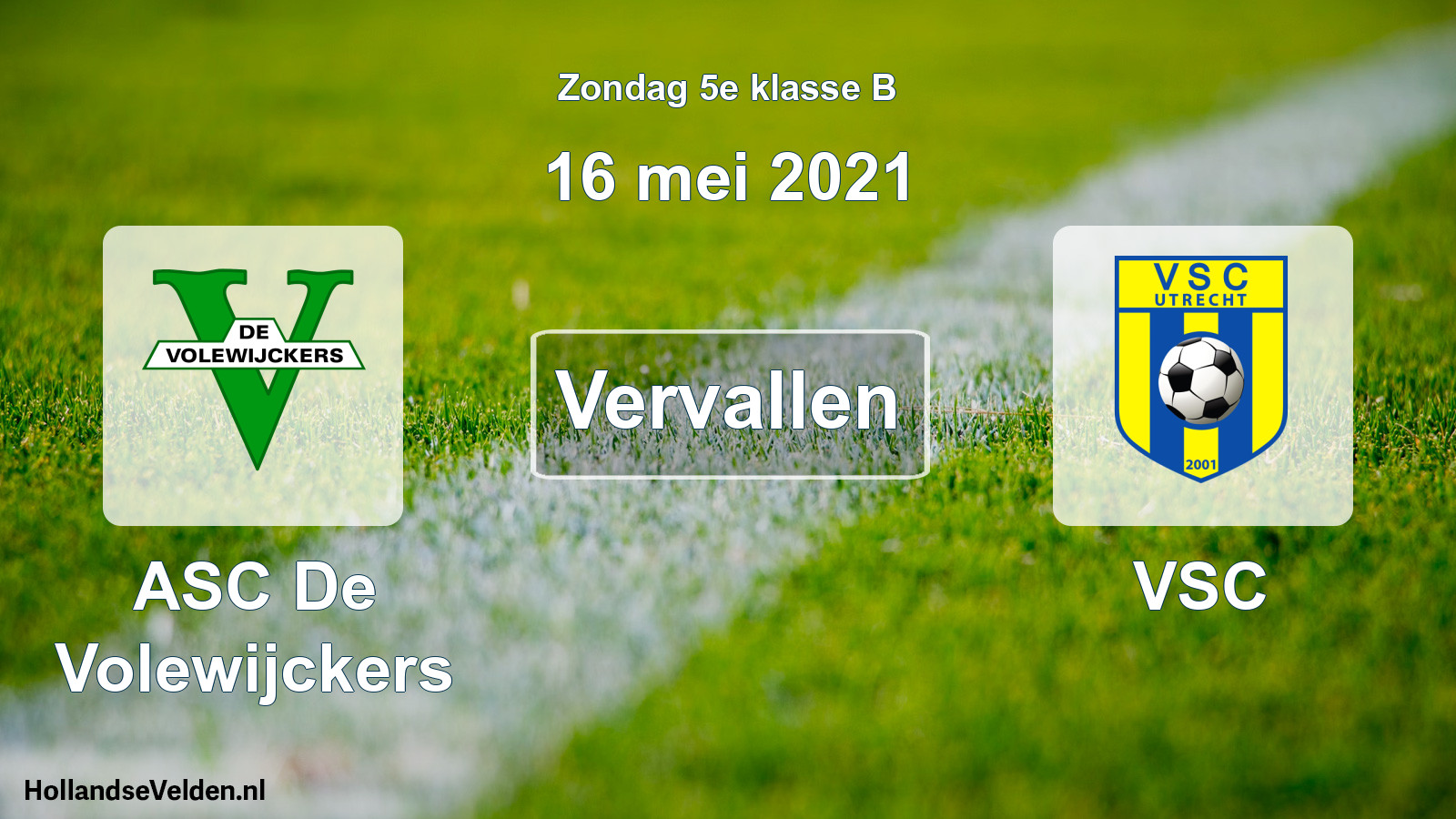 Scheduled Match: ASC De Volewijckers - VSC (16 May 2021)