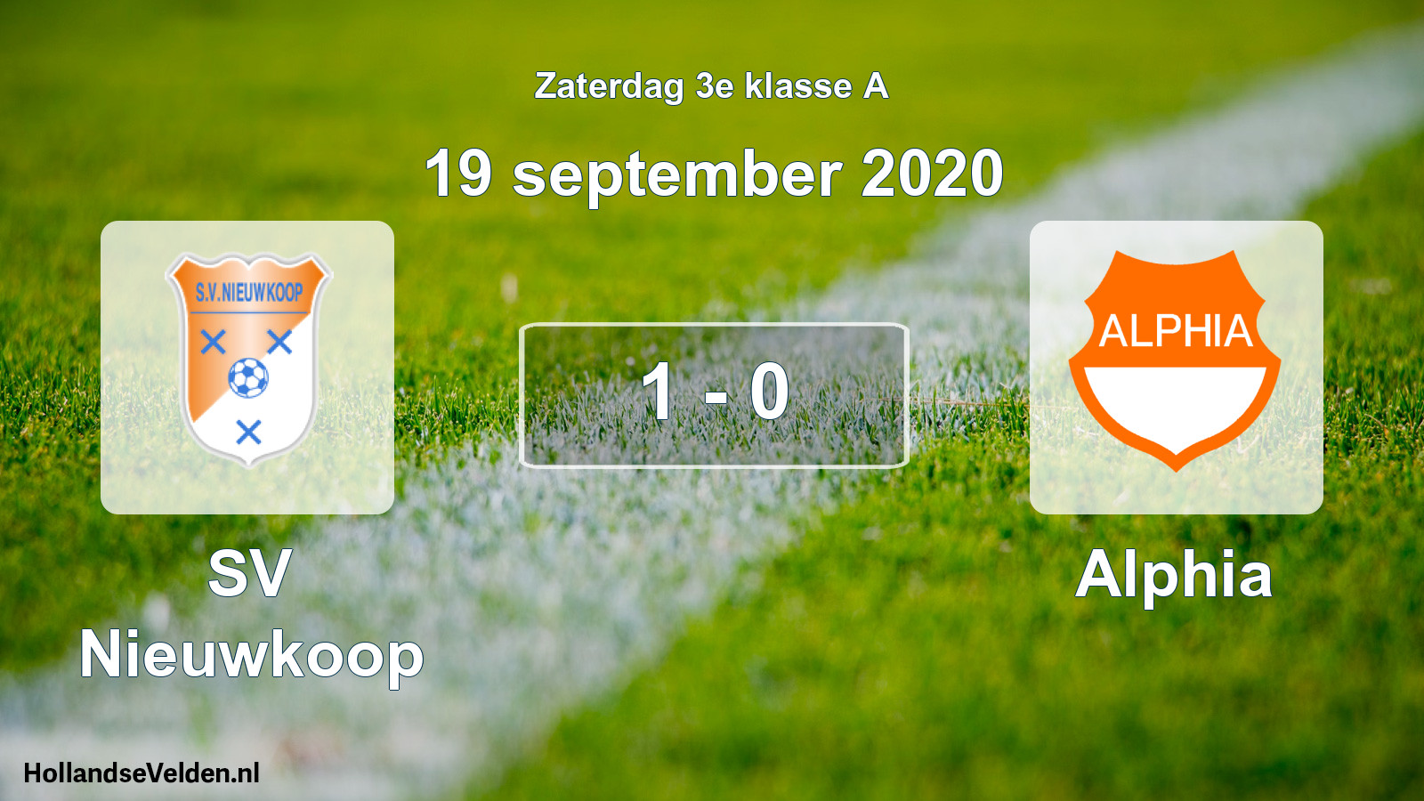 Total number of matches played: SV Nieuwkoop - Alphia 1 - 0 (19 September 2020)