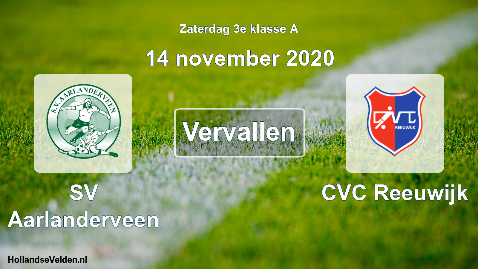 Scheduled Match: SV Aarlanderveen - CVC Reeuwijk (14 November 2020)
