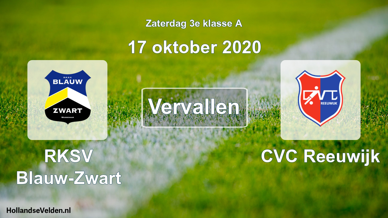 Scheduled Match: RKSV Blauw-Zwart - CVC Reeuwijk (17 October 2020)