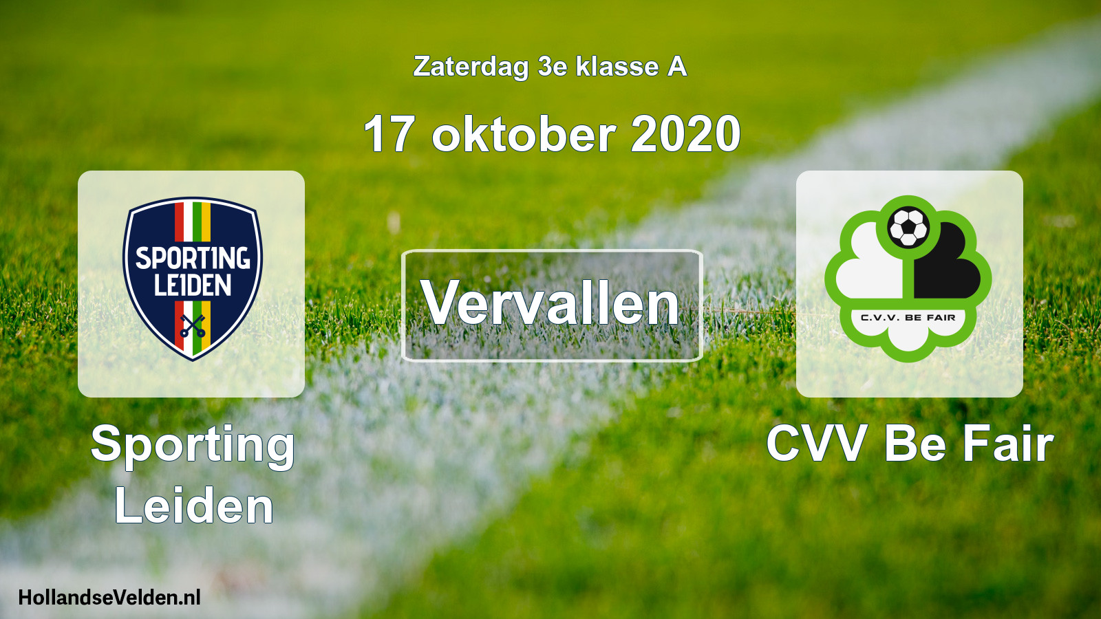 Scheduled Match: Sporting Leiden - CVV Be Fair (17 October 2020)