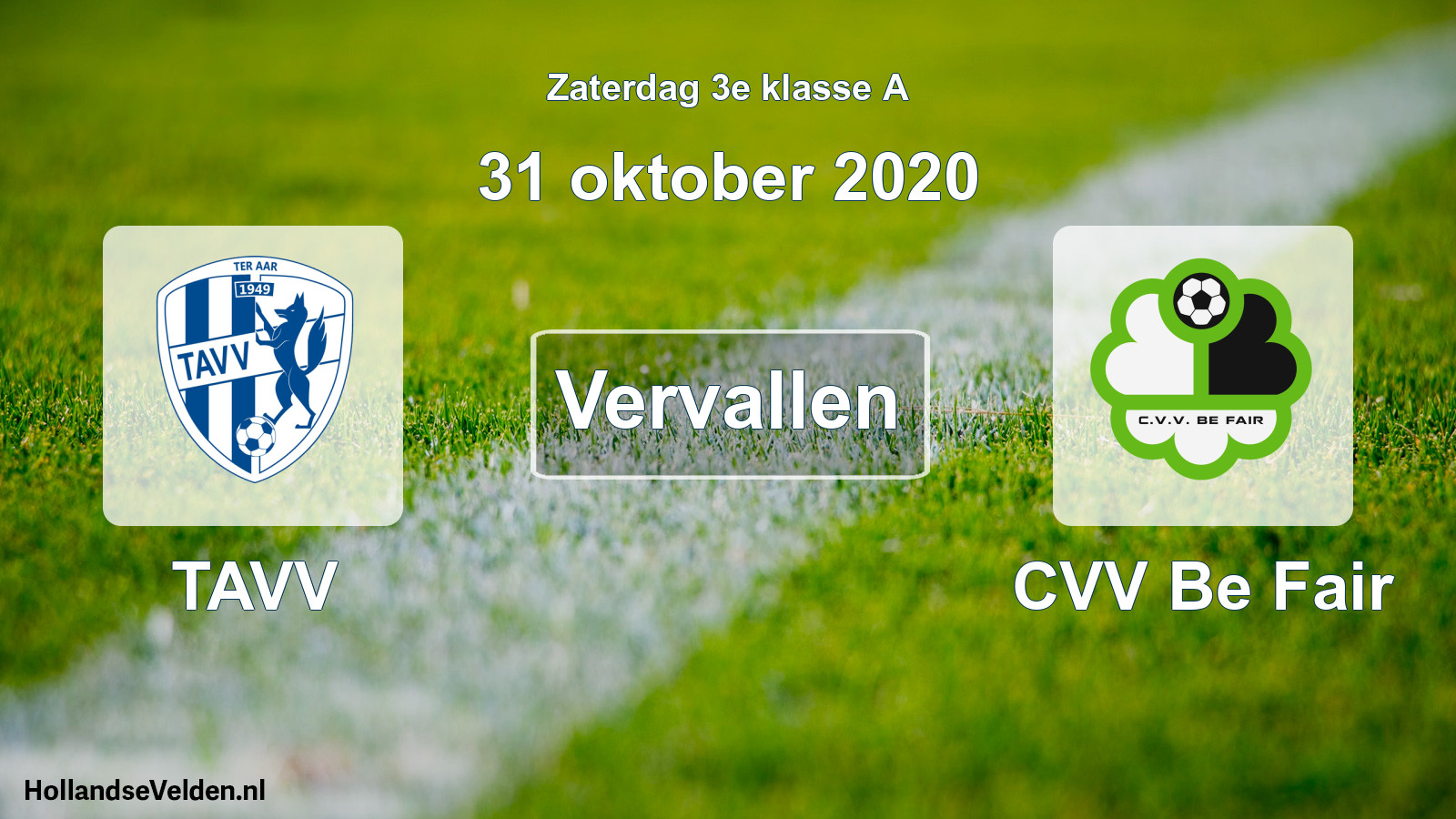Scheduled Match: TAVV - CVV Be Fair (31 October 2020)