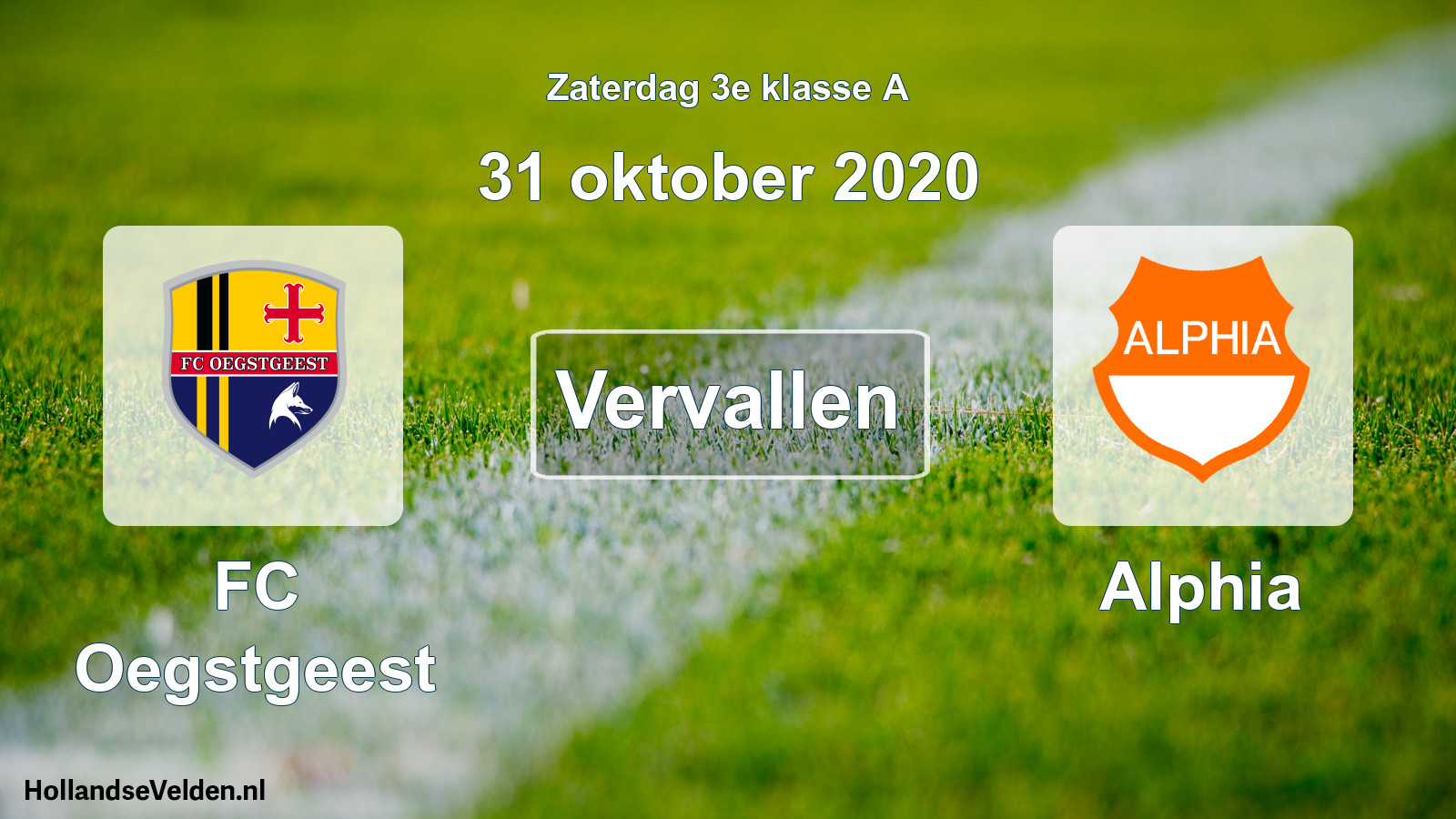 Scheduled Match: FC Oegstgeest - Alphia (31 October 2020)