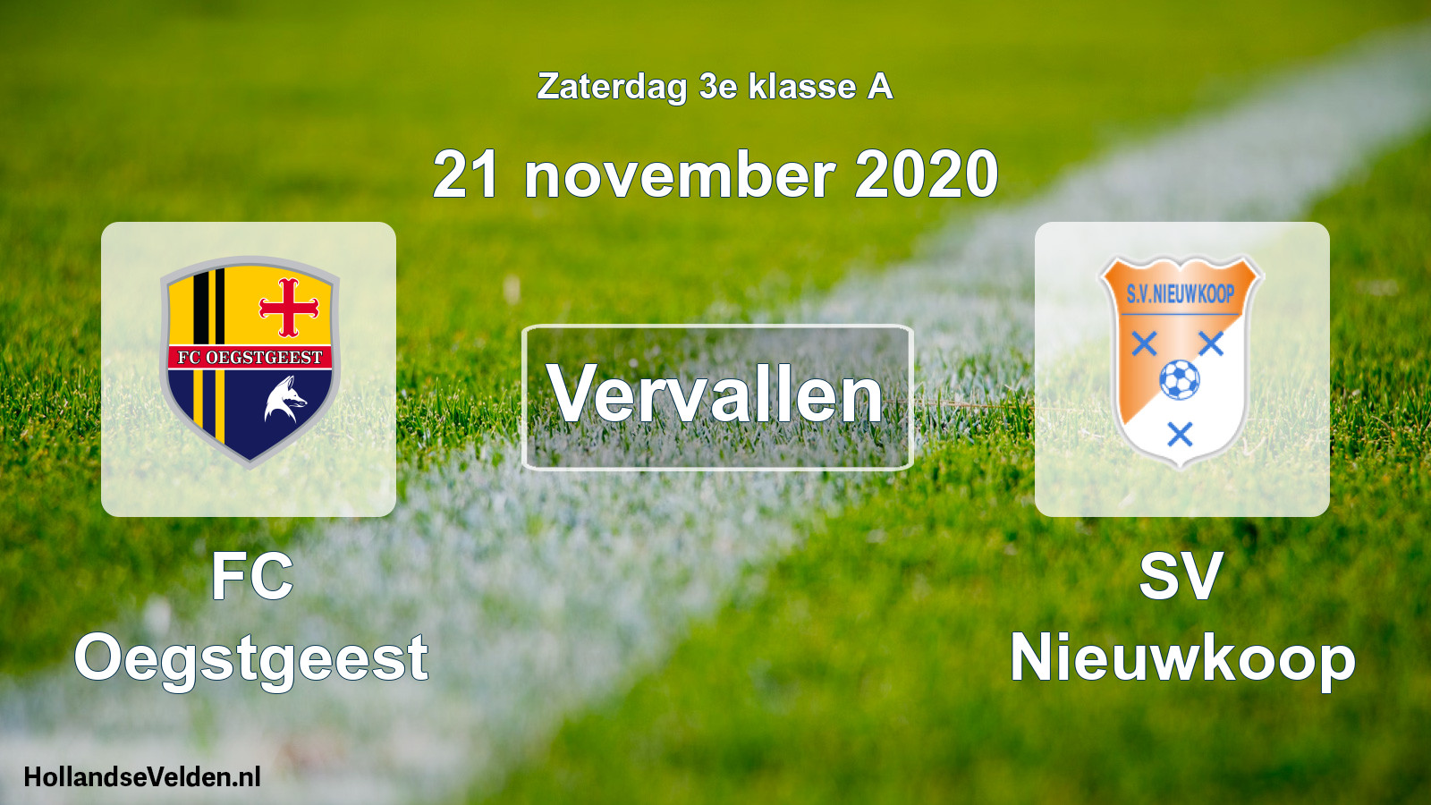 Scheduled Match: FC Oegstgeest - SV Nieuwkoop (21 November 2020)