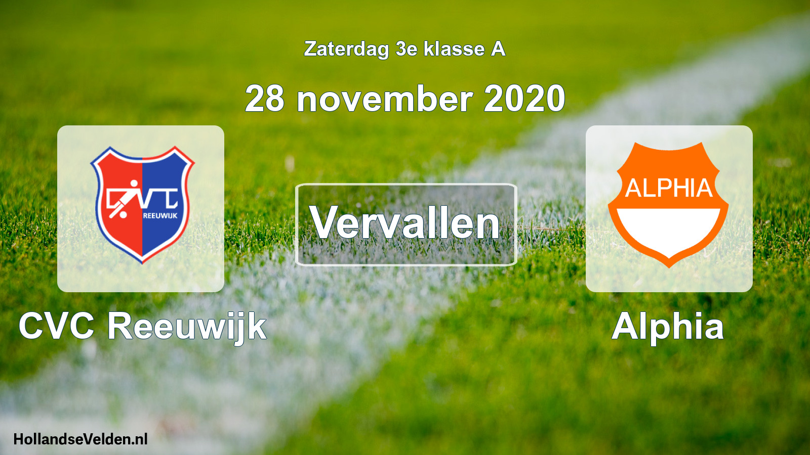 Scheduled Match: CVC Reeuwijk - Alphia (28 November 2020)